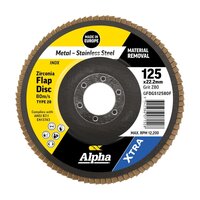 Alpha 125mm Z80 Grit Zirconia Type 28 Flat XTRA Flap Disc GFDGS12580F