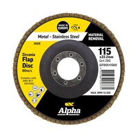 Alpha 115mm Z60 Grit Zirconia Flap Disc Bulk GFDSS11560