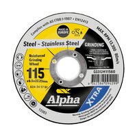 Alpha 115 x 6.5mm Metal XTRA Grinding Disc Bulk GGDGM11560