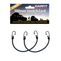 Carfit Heavy Duty Stretch Cord with Coated Steel Hooks 300mm 2x Pack