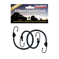 Carfit Heavy Duty Stretch Cord with Coated Steel Hooks 450mm 2x Pack