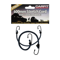Carfit Heavy Duty Stretch Cord with Coated Steel Hooks 600mm 2x Pack