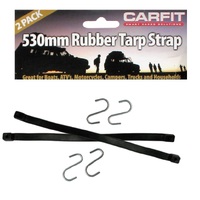 Carfit Heavy Duty Rubber Tarp Strap with Steel Hooks 530mm 2x Pack