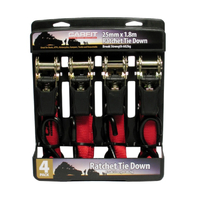 Carfit Ratchet Tie Down 25mm x 1.8m 4x Pack