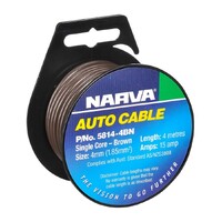 Narva Single Core Cable, 4mm 15A 4M Brown 5814-4BN