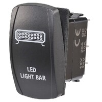 Narva 63224BL 12/24V Off/On LED Illuminated Sealed Rocker Switch With “Led Light Bar” Symbol (Blue)