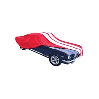 PC Covers Fire Red With White Stripes Show Car Cover