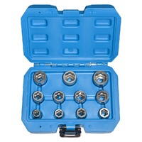 PK Tool Extractor Socket Set 11pc 3/8" Dr Spiral Flute Design 8, 9, 10, 11, 12, 13, 14, 15, 16, 17, 19mm CR-MO