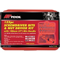 PK Tool 122 Piece Bit Driver Set Including Hex, Star, Tamperproof Star, Clutch, Tri-Wing, Spanner, Spline and Square Bits PT11981