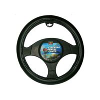 PC Covers 38cm Steering Wheel Cover Smooth Leather Look Black