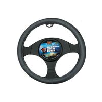 PC Covers 38cm Steering Wheel Cover Smooth Leather Look Dark Grey