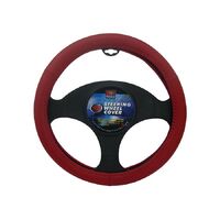 PC Covers 38cm Steering Wheel Cover Smooth Leather Look Red
