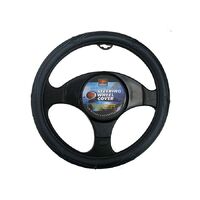PC Covers 38cm Steering Wheel Cover Rough Leather Look Blk