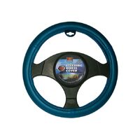 PC Covers 38cm Steering Wheel Cover Rough Leather Look Blue