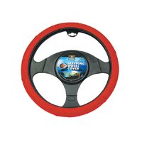PC Covers 38cm Steering Wheel Cover Rough Leather Look Red