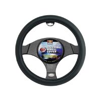 PC Covers 40 cm Smooth Leather Look Steering Wheel Cover Black