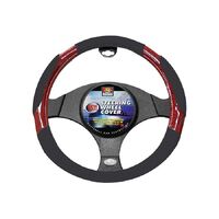 PC Covers 38cm Steering Wheel Cover Perforated Soft Leather Feel With Dark Wood Grain Black