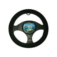PC Covers 38cm Steering Wheel Cover Smooth Leather Feel Black