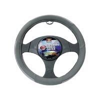 PC Covers 38cm Steering Wheel Cover Velvet Feel With Perforated Leather Look On 3 Section Grey/Grey