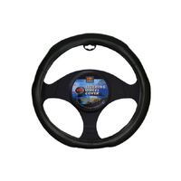 PC Covers 38cm Steering Wheel Cover Soft Grip 3 Pads Black