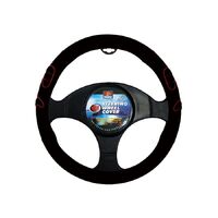 PC Covers 38cm Steering Wheel Cover With Red Embossing Black