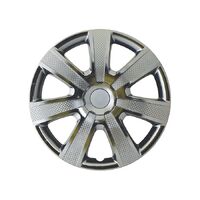 PC Covers 4 Piece Black Chrome With Silver Carbon Look Wheel Cover Set 13"