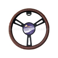 Steering Wheel Cover Leather Slide On Brown