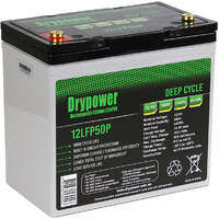 Drypower 12.8V 50Ah Lithium Iron Phosphate (LiFePO4) Rechargeable Lithium Battery - Up to 4 in Series Capable