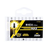 Alpha ThunderMax HEX4 x 50mm Impact Power Bit Handipack (x10) HEX450SMH