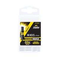 Alpha ThunderMax HEX5 x 25mm Impact Insert Bit Handipack (x10) HEX525SMH
