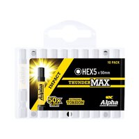 Alpha ThunderMax HEX5 x 50mm Impact Power Bit Handipack (x10) HEX550SMH