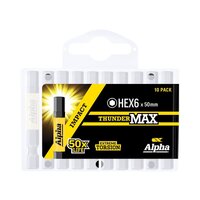 Alpha ThunderMax HEX6 x 50mm Impact Power Bit Handipack (x10) HEX650SMH