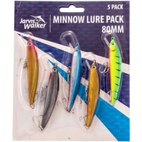 Jarvis Walker 80mm Minnow Lure Pack - 5 Pack of Floating Hard Body Fishing Lures