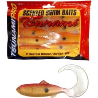 8 Pack of Tsunami 4 Inch Swirl Tail Minnows Soft Plastic Fishing Lures -Red Fish
