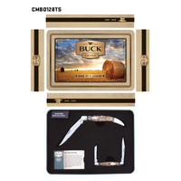 Buck Knives Pocket Knife Set-2 x Pocket Knives-Burlwood Handles in Gift Tin