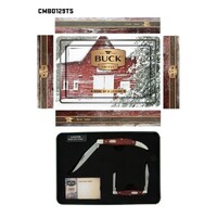 Buck Knives Pocket Knife Set-2 x Pocket Knives-Red Pakawood Handles in Gift Tin