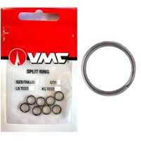 10 Pack of Size 0 VMC Stainless Steel Split Rings With Black Nickel Finish