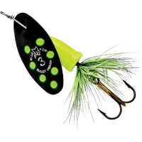 Size 2 Blue Fox Vibrax Bullet Fly 8gm Spinner Lure - Black Chartreuse