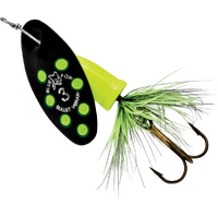 Size 3 Blue Fox Vibrax Bullet Fly 11gm Spinner Lure - Black Chartreuse