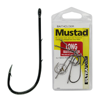 1 Packet of Mustad 92647NPBLN Long Baitholder Chemically Sharp Fishing  Hooks