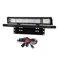 LIGHTFOX 20inch Triple Row LED Light Bar Combo Beam + 23'' Number Plate Frame + Wiring Kit