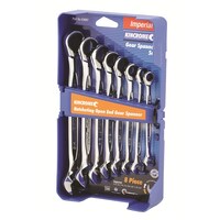 Kincrome Combination Gear Spanner Set Single Way Ratcheting Open End 8 Piece Imperial K3097