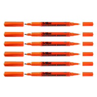 12PK Artline Electricians Permanent Marker 1/4mm Dual Nib - Orange