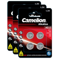 12pc Camelion Alkaline LR43/AG12 Button Cell Batteries For Calculator/Watch