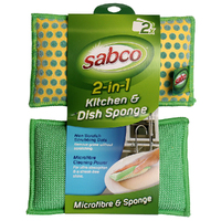 2pc Sabco 2 In 1 Kitchen & Dish Microfibre Sponge