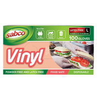 100pc Sabco 23cm Disposable Vinyl Gloves Large - White