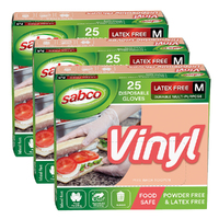 75pc Sabco Vinyl Disposable Gloves Medium