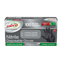 100pc Sabco Professional Disposable Nitrile Gloves XL Black