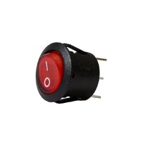 Red Illuminating Round Rocker Switch On Off 20mm Diameter 10Amps at 12V Bulk Qty 1