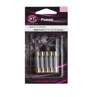 Glass Fuses 5Amp 7.5Amp 10Amp 15Amp 20Amp 5 Piece Blister Pack
